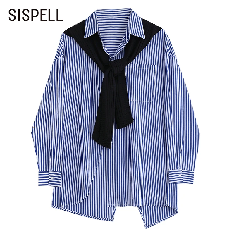 SISPELL Striped Colorblock Shirts For Female Lapel Collar Long Sleeve High Waist Loose With Shawl Women's Casual Shirt New 2021
SISPELL Striped Colorblock Shirts For Female Lapel Collar Long Sleeve High Waist Loose With Shawl Women's Casual Shirt New 2021