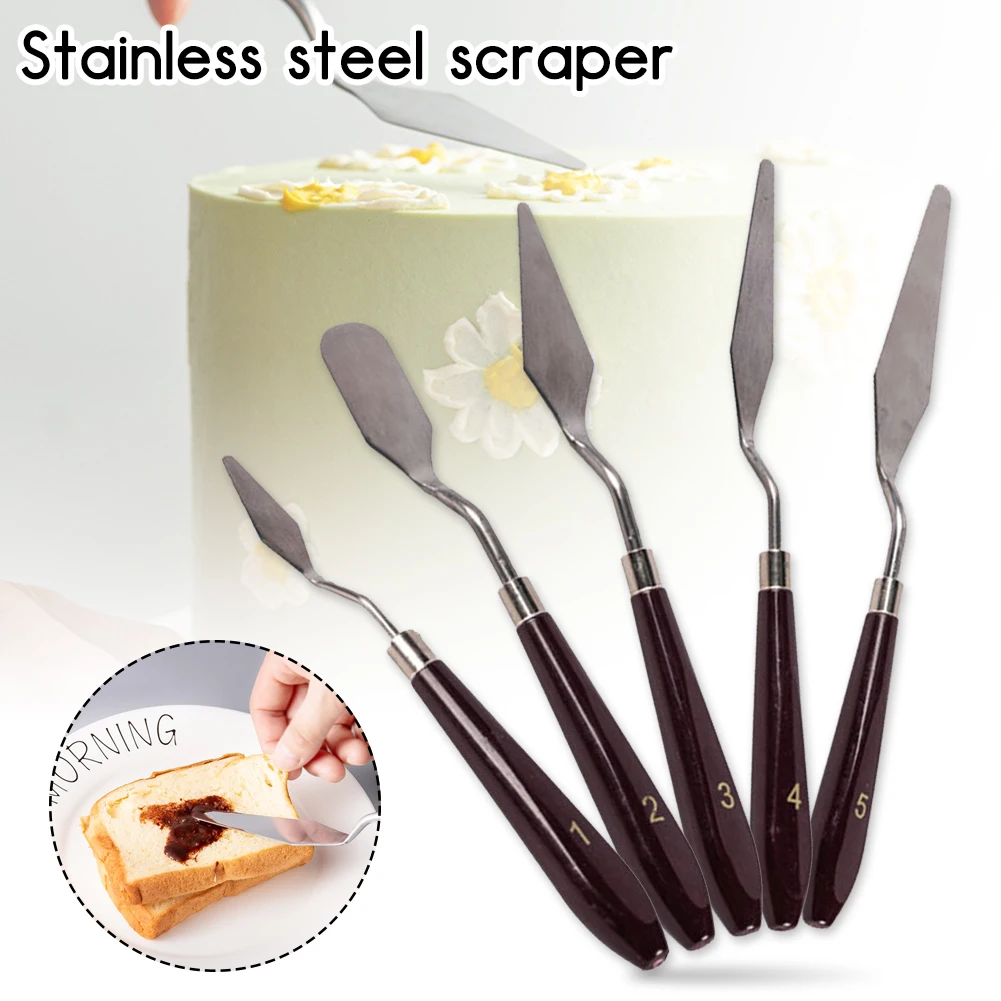 5Pcs Cake Spatula Palette Knife Stainless Steel with Wood Handle Butter Cream Icing Frosting Knife Smoother DIY Baking Tool
5Pcs Cake Spatula Palette Knife Stainless Steel with Wood Handle Butter Cream Icing Frosting Knife Smoother DIY Baking Tool