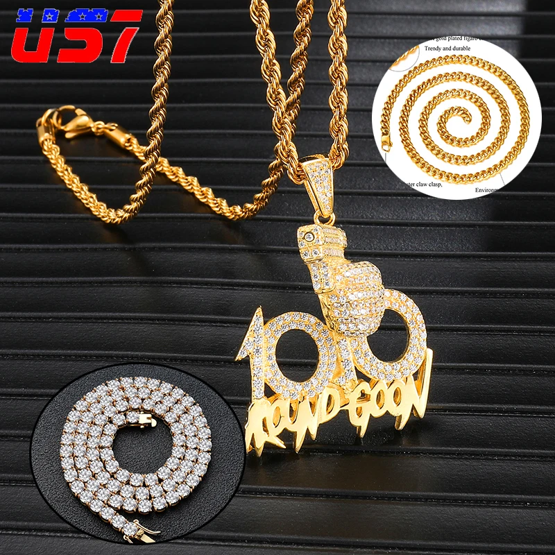 US7 Micro Paved Iced Out 100 Shape with gun Pendants Necklaces Copper Shiny Rapper CoolNecklace Hip Hop Tennis Chain Men Jewelry
US7 Micro Paved Iced Out 100 Shape with gun Pendants Necklaces Copper Shiny Rapper CoolNecklace Hip Hop Tennis Chain Men Jewelry
