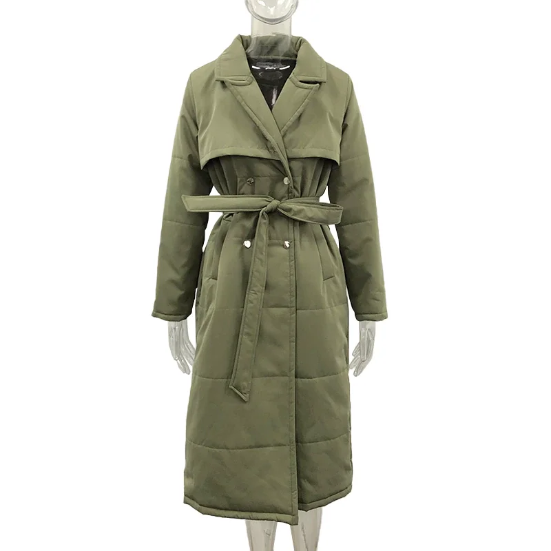 Long Turn Down Collar Parkas Women Fashion Double Breasted Coats Women Elegant Tie Belt Cotton Jackets Female Ladies
Long Turn Down Collar Parkas Women Fashion Double Breasted Coats Women Elegant Tie Belt Cotton Jackets Female Ladies