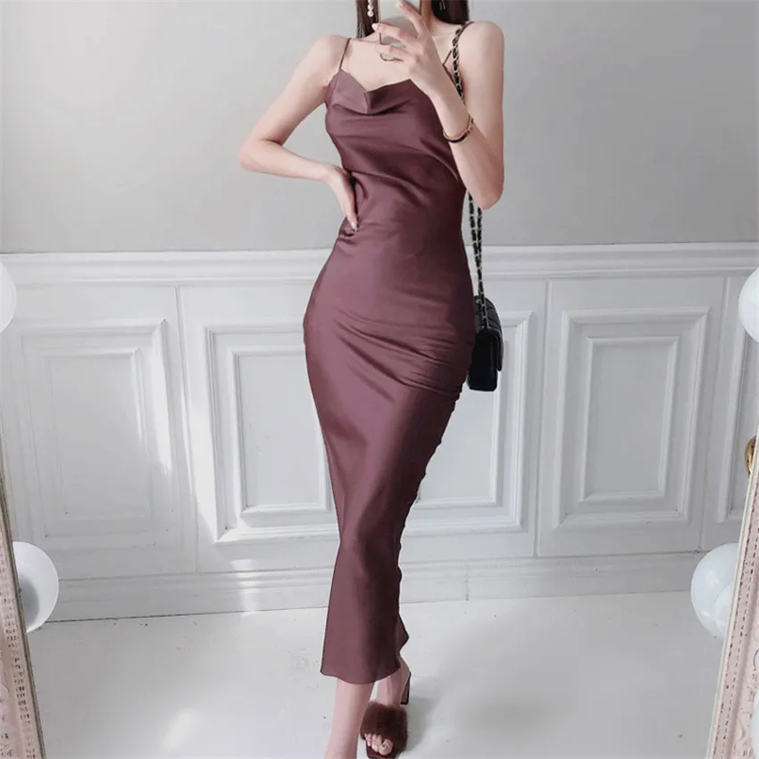 Summer Satin Dress Sexy High Split Evening Party Dresses For Women Sleeveless Vintage Silk Split Dress Vestidos
Summer Satin Dress Sexy High Split Evening Party Dresses For Women Sleeveless Vintage Silk Split Dress Vestidos