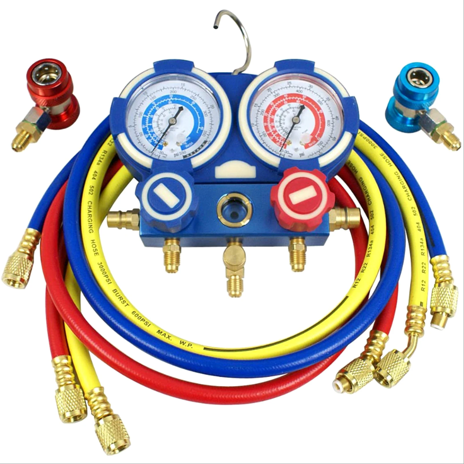 Air Refrigeration Gauge Kit for R134a R410a R22 with 4ft Hose Automotive AC Manifold Gauge Set Air ConditionTool with Hose Hook
Air Refrigeration Gauge Kit for R134a R410a R22 with 4ft Hose Automotive AC Manifold Gauge Set Air ConditionTool with Hose Hook