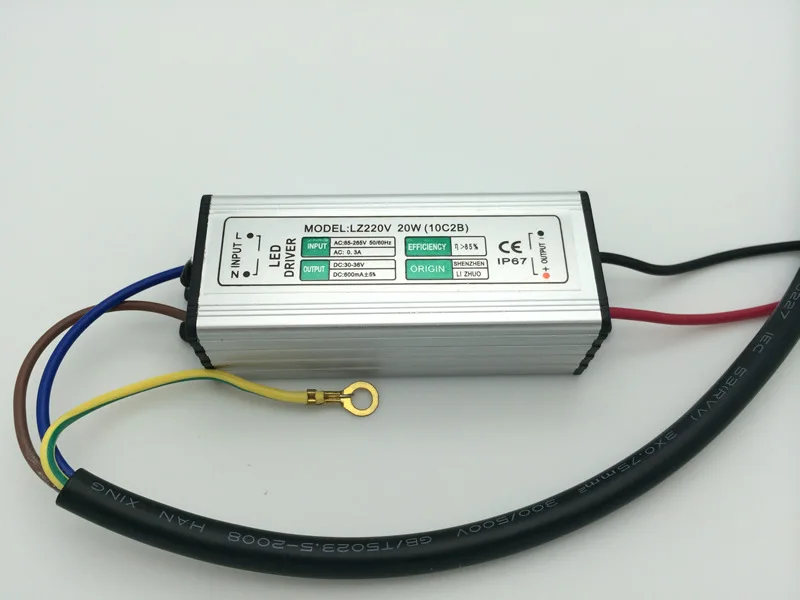 20W Floodlight LED Driver IP65 Waterproof Floodlight Lighting Transformer AC 90V-265V Output DC30-36V 600ma
20W Floodlight LED Driver IP65 Waterproof Floodlight Lighting Transformer AC 90V-265V Output DC30-36V 600ma