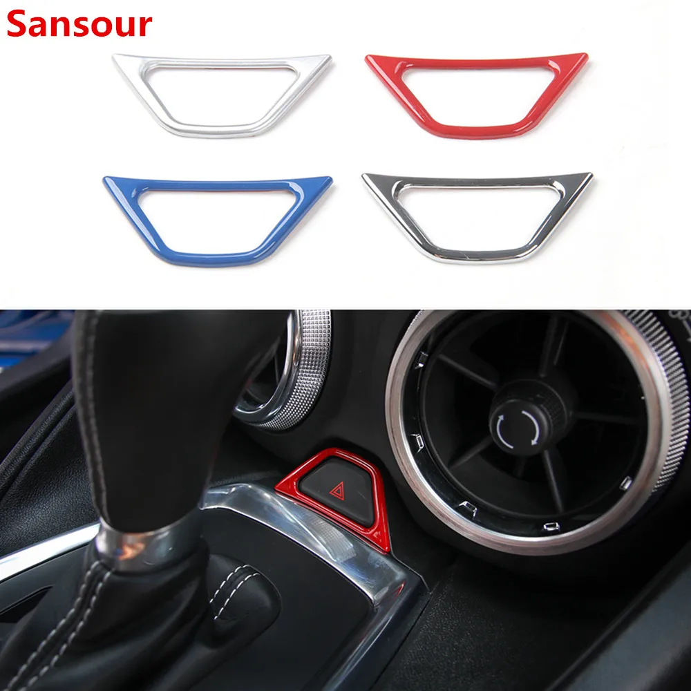 

Sansour Car Emergency Lamp Switch Decoration Ring Stickers ABS Interior Accessories For Chevrolet Camaro 2017 Up Car Styling
