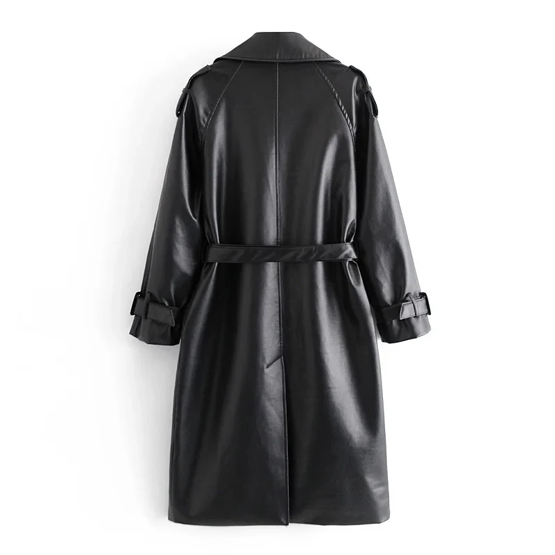 Women's Trench Coat Autumn Black Fur Long Coat with Belt PU Windbreaker Ladies Overcoat Faux Leather Femme High Street Za Full
Women's Trench Coat Autumn Black Fur Long Coat with Belt PU Windbreaker Ladies Overcoat Faux Leather Femme High Street Za Full