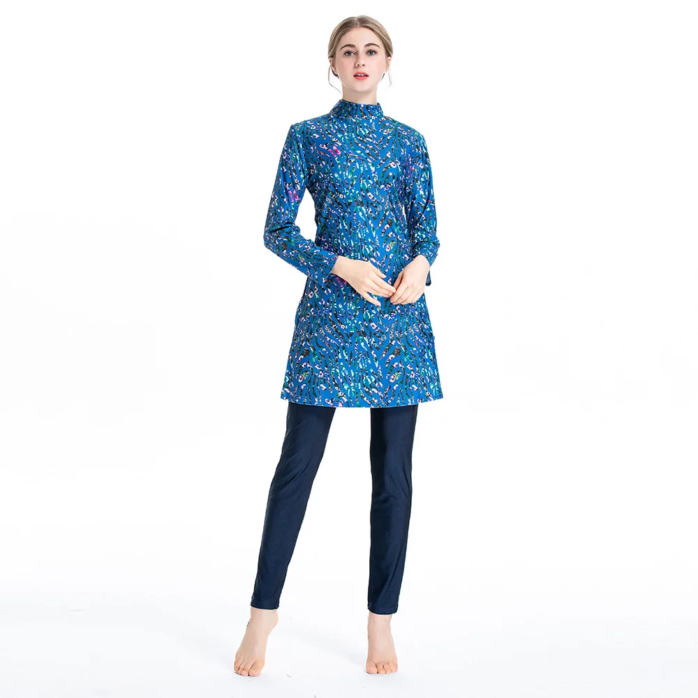 Мусульманский женский купальный костюм Burkini с капюшоном Цветочный купальник