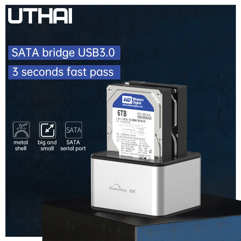UTHAI Dual-Slot HDD Socking Station 2.5/3.5 inch Universal HDD Dase SATA Dual-Disk USB 3.0 Offline Copy Mobile HDD Enclosure
UTHAI Dual-Slot HDD Socking Station 2.5/3.5 inch Universal HDD Dase SATA Dual-Disk USB 3.0 Offline Copy Mobile HDD Enclosure