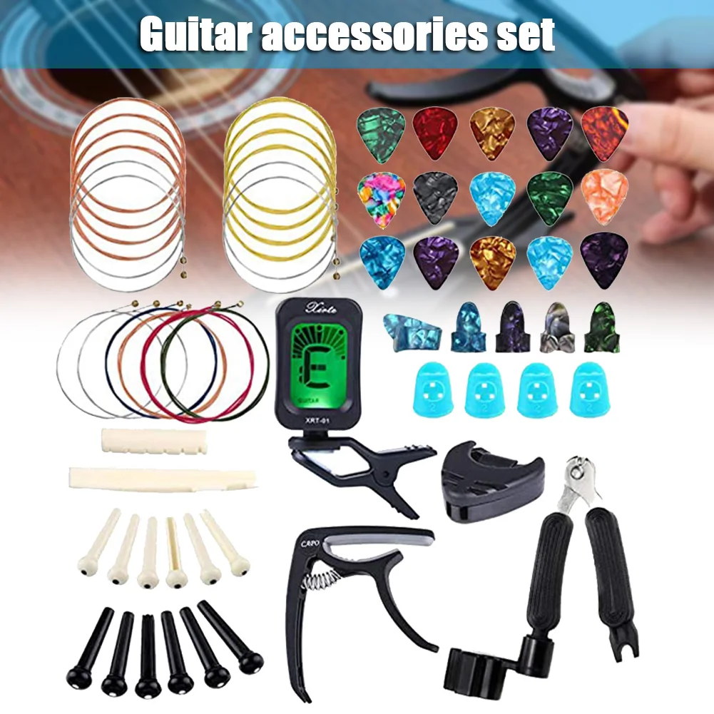 Newly 60PCS Guitar Accessories Kit Including Guitar Picks Tuner Acoustic Guitar Strings 3 in 1 String Winder Bridge Pins
Newly 60PCS Guitar Accessories Kit Including Guitar Picks Tuner Acoustic Guitar Strings 3 in 1 String Winder Bridge Pins