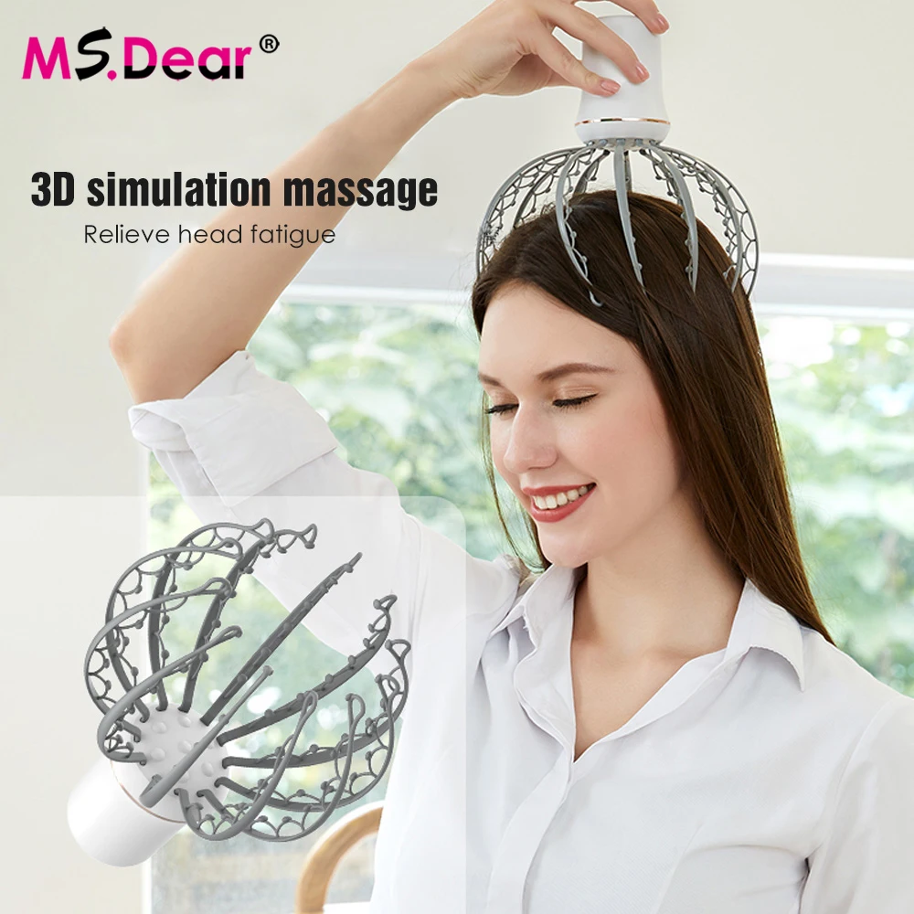 

Electric Head Acupoint Massager Soul Extractor Rechargeable Battery Octopus Scalp Vibration Head Massager Alleviate Fatigue