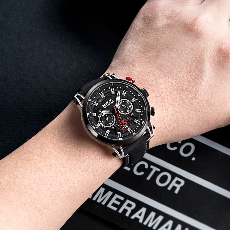 MEGIR Casual Sport Watches for Men Black Top Brand Luxury Military Leather Wrist Watch Man Clock Fashion Chronograph Wristwatch
MEGIR Casual Sport Watches for Men Black Top Brand Luxury Military Leather Wrist Watch Man Clock Fashion Chronograph Wristwatch