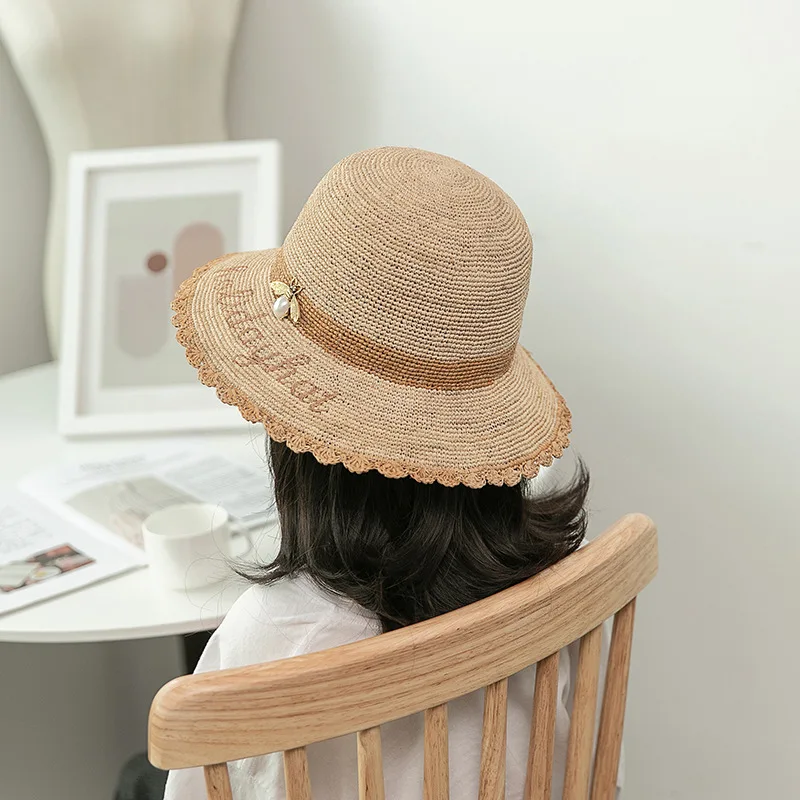 Summer French Raffia Straw Hat With Embroidery Bee Women Outdoor Sunshade Foldable Sun Cap Gorras 
Summer French Raffia Straw Hat With Embroidery Bee Women Outdoor Sunshade Foldable Sun Cap Gorras