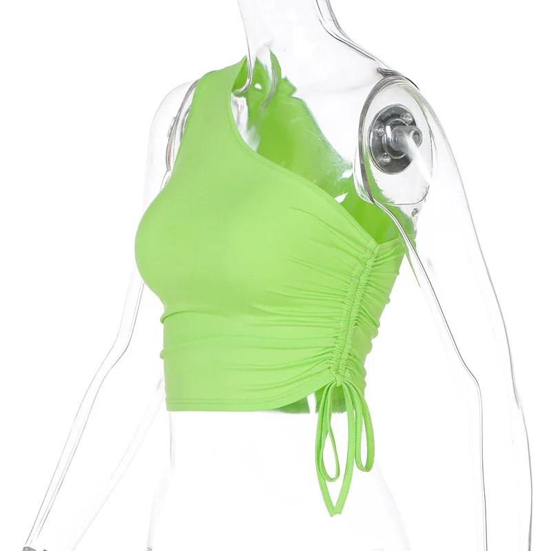 European and American women's 2021 new spring fashion leisure exposed navel single shoulder side drawcord tie up top
European and American women's 2021 new spring fashion leisure exposed navel single shoulder side drawcord tie up top