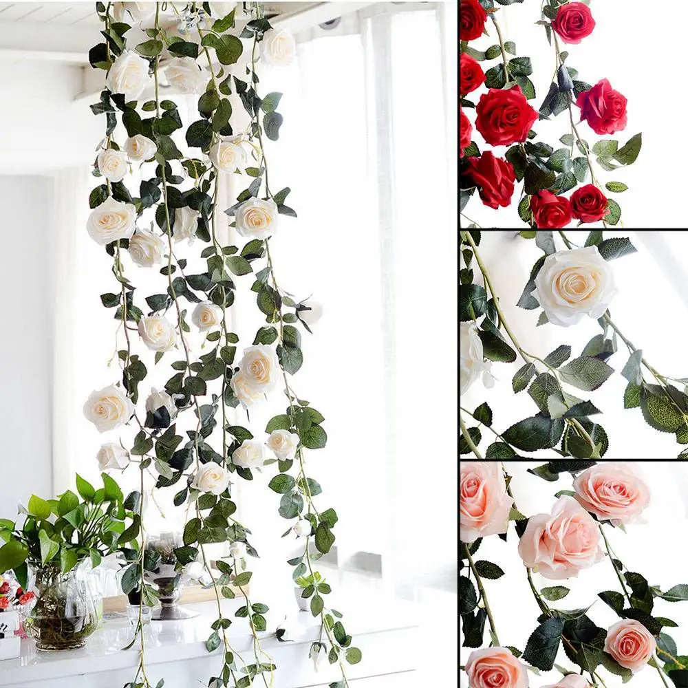 

1.8M Silk Rose Peony Garland Artificial Flowers Eucalyptus Leaves Vines Plants for Wedding Arch Doorways Table Decor