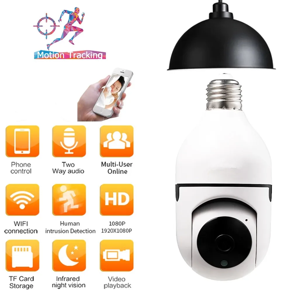 1080P Full HD Security Camera Wifi PTZ HD Infrared Night Vision Auto Tracking Camera 360 For Home Surveillance E27 Bulb Socket
1080P Full HD Security Camera Wifi PTZ HD Infrared Night Vision Auto Tracking Camera 360 For Home Surveillance E27 Bulb Socket