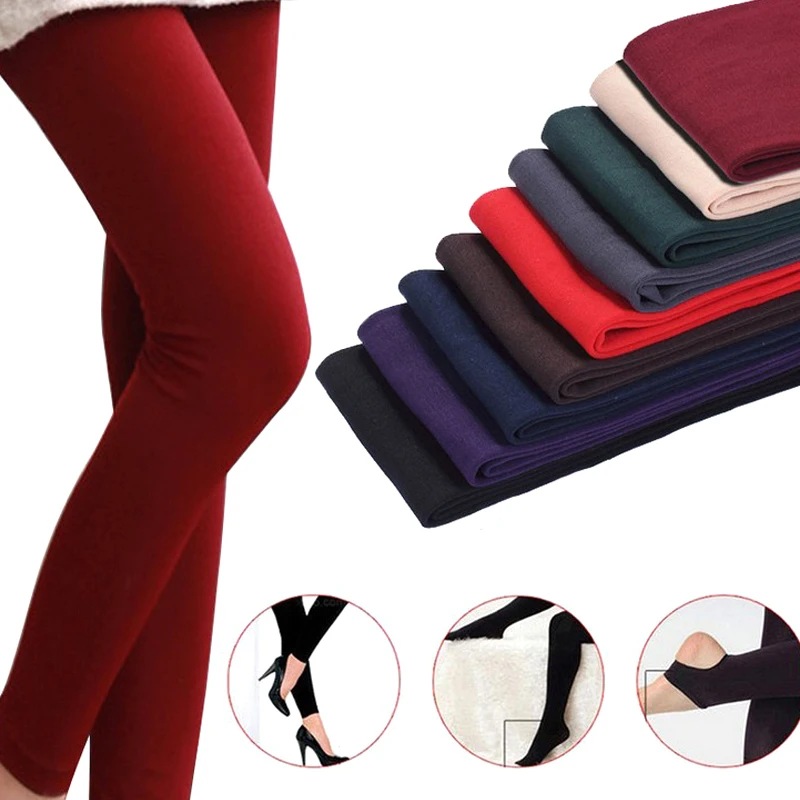 Hot Women Autumn Winter Thick Warm Legging Brushed Lining Stretch Fleece Pants Tramp Feet Leggings CGU 88 | Женская одежда
