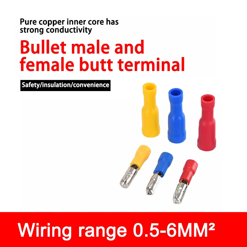 10/20/50PCS Assorted FRD/MPD Female Male Bullet Butt Quick Connector Pre Insulated 0.5-6MM Electric Crimp Wire Terminals
10/20/50PCS Assorted FRD/MPD Female Male Bullet Butt Quick Connector Pre Insulated 0.5-6MM Electric Crimp Wire Terminals