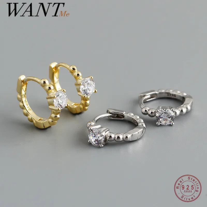 WANTME 925 Sterling Silver Fashion Charm Round Crystal Zircon Beads Earrings for Women Bohemian Hip hop Huggies Earrings Jewelry
WANTME 925 Sterling Silver Fashion Charm Round Crystal Zircon Beads Earrings for Women Bohemian Hip hop Huggies Earrings Jewelry