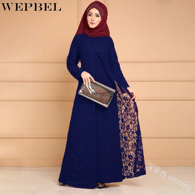 Wepbel Women Muslim Dress Solid Color Lace Long Sleeve Arab Abaya Dress Slim Fit Full Length Robe Dress Robe 2 Piece Set
Wepbel Women Muslim Dress Solid Color Lace Long Sleeve Arab Abaya Dress Slim Fit Full Length Robe Dress Robe 2 Piece Set