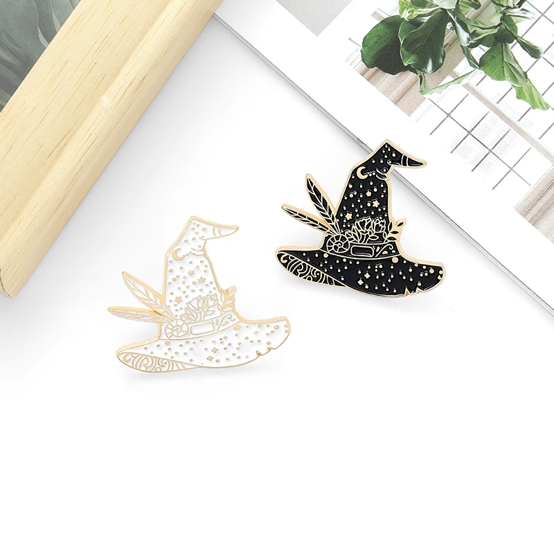 Witch Hat Enamel Pin Black White Wizard Brooch Bag Clothes Lapel Pin Badge Dark Punk Gothic Jewelry Gift for Friends
Witch Hat Enamel Pin Black White Wizard Brooch Bag Clothes Lapel Pin Badge Dark Punk Gothic Jewelry Gift for Friends