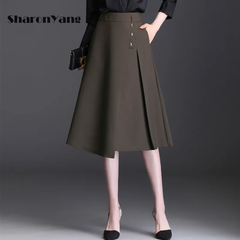 2021 Autumn Knee Length Skirts Women Simple Fashion Skirt Elastic High Waist Temperament Irregular Hem A-line Skirt Mid Length
2021 Autumn Knee Length Skirts Women Simple Fashion Skirt Elastic High Waist Temperament Irregular Hem A-line Skirt Mid Length