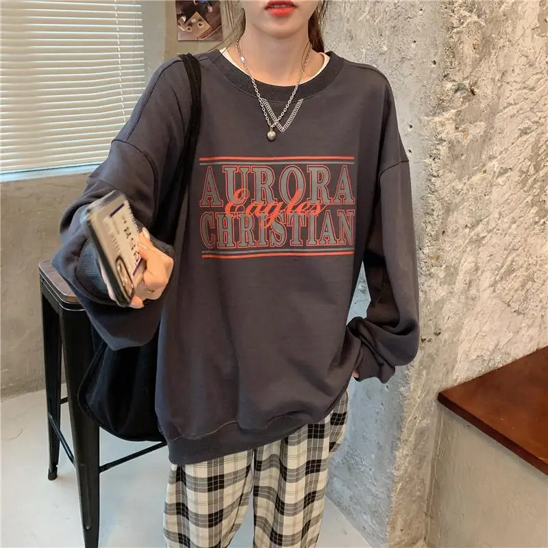 2021 Spring Autumn Letter Printing Long Sleeve Pullover Korean Loose Harajuku Oversized Sweatshirt Fashion Tops Women Clothing
2021 Spring Autumn Letter Printing Long Sleeve Pullover Korean Loose Harajuku Oversized Sweatshirt Fashion Tops Women Clothing