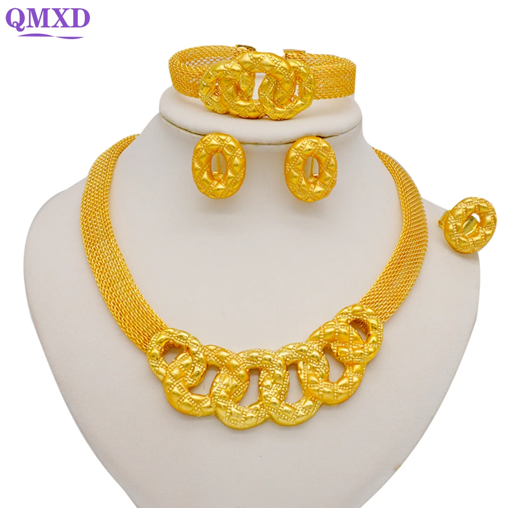 Fashion African Gold Color Jewelry Sets For Women Bridal Luxury Necklace Earrings Bracelet Ring Set Dubai African Wedding Gifts
Fashion African Gold Color Jewelry Sets For Women Bridal Luxury Necklace Earrings Bracelet Ring Set Dubai African Wedding Gifts