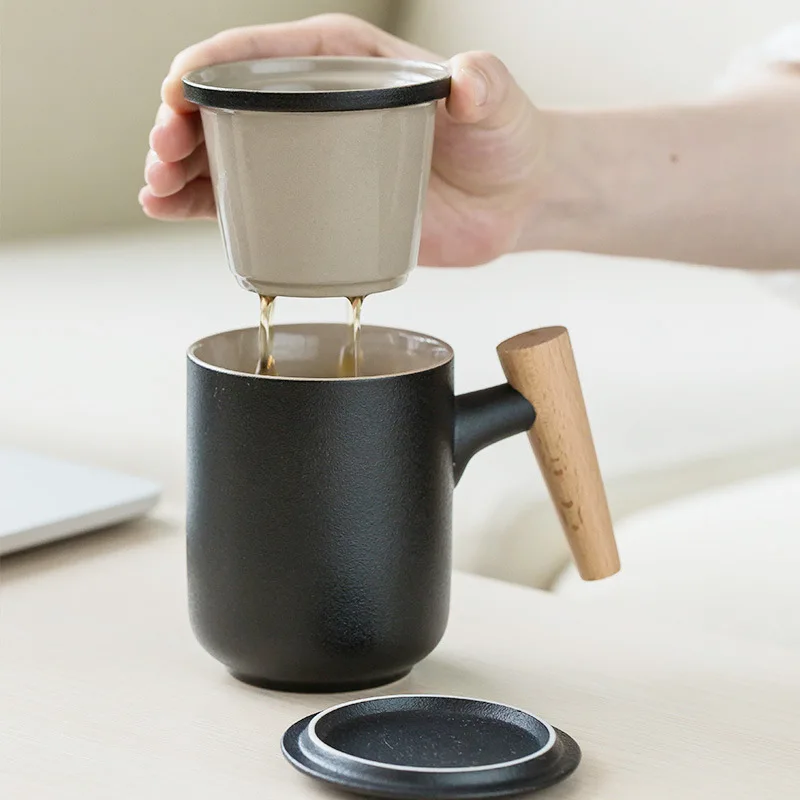 Ceramic Office Cup Tea Making with Cover Filtering Tea Cup Wooden Handle Tea Separation Household Mark Tea Cup
Ceramic Office Cup Tea Making with Cover Filtering Tea Cup Wooden Handle Tea Separation Household Mark Tea Cup
