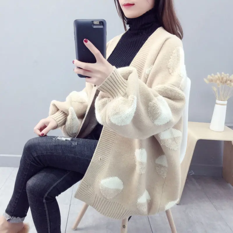 Plus Size Women Knitted Sweater Cardigan Tops Polka Dot Loose Sweaters Autumn 2021 Lady Long Sleeve Knitwear Winter Sweet Tunic
Plus Size Women Knitted Sweater Cardigan Tops Polka Dot Loose Sweaters Autumn 2021 Lady Long Sleeve Knitwear Winter Sweet Tunic