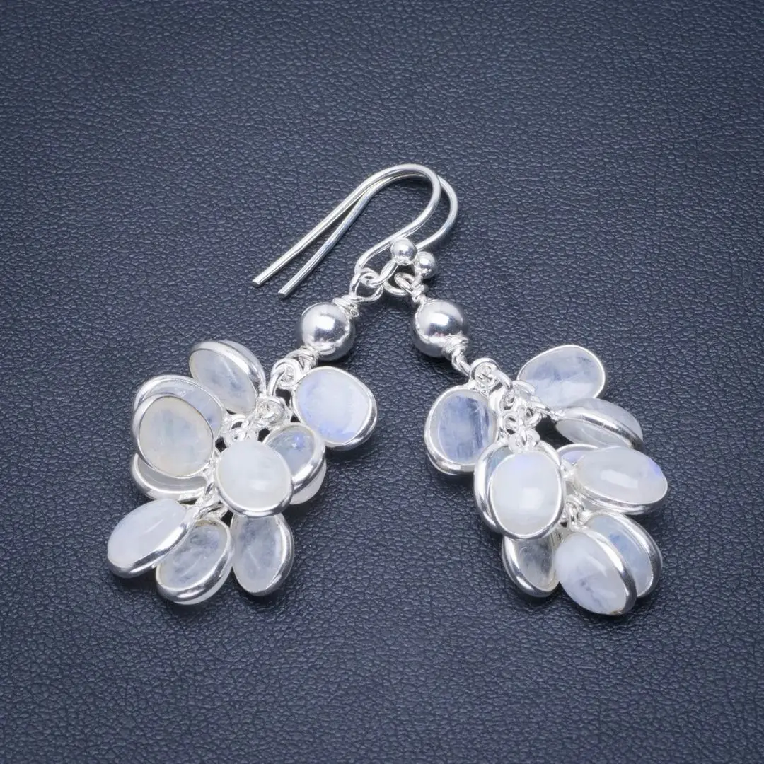 Natural Rainbow Moonstone Handmade Unique 925 Sterling Silver Earrings 1.75" B2723
Natural Rainbow Moonstone Handmade Unique 925 Sterling Silver Earrings 1.75" B2723
