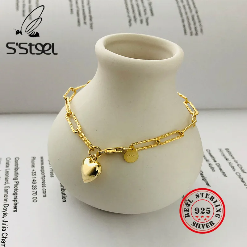S'STEEL 925 Sterling Silver Charm Bracelet Vintage Love Heart Bracelets For Women Gold Chain Pulseras Mujer Moda 2020 Jewelry
S'STEEL 925 Sterling Silver Charm Bracelet Vintage Love Heart Bracelets For Women Gold Chain Pulseras Mujer Moda 2020 Jewelry