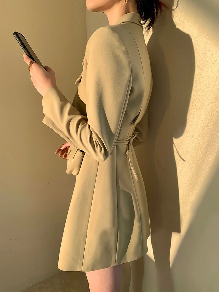HARLEYFASHION Spring/Autumn Women Khaki Elegant Slim Office Lady V-Neck Short Blazer Jacket Coat Mini Dress 2 pirce Set
HARLEYFASHION Spring/Autumn Women Khaki Elegant Slim Office Lady V-Neck Short Blazer Jacket Coat Mini Dress 2 pirce Set