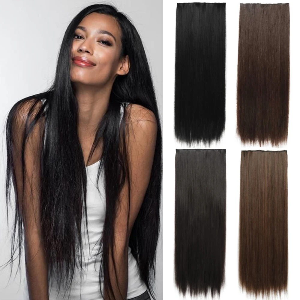 MERISIHAIR 32inch One piece 5 Clips Synthetic Hair Extensions Long Straight High Temperature Fiber Black Brown Hairpiece
MERISIHAIR 32inch One piece 5 Clips Synthetic Hair Extensions Long Straight High Temperature Fiber Black Brown Hairpiece