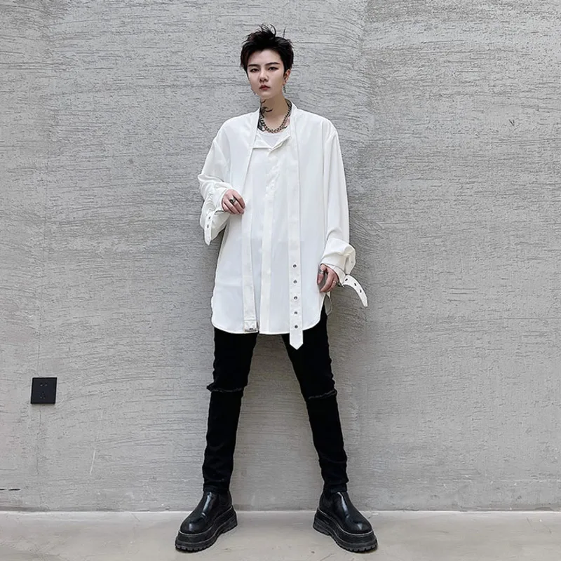 IEFB 2121 New Long Sleeve White Shirt For Men Tide Stand Collar Design Korean Male Fashion Tops Loose Trend Clothing 9Y6646
IEFB 2121 New Long Sleeve White Shirt For Men Tide Stand Collar Design Korean Male Fashion Tops Loose Trend Clothing 9Y6646