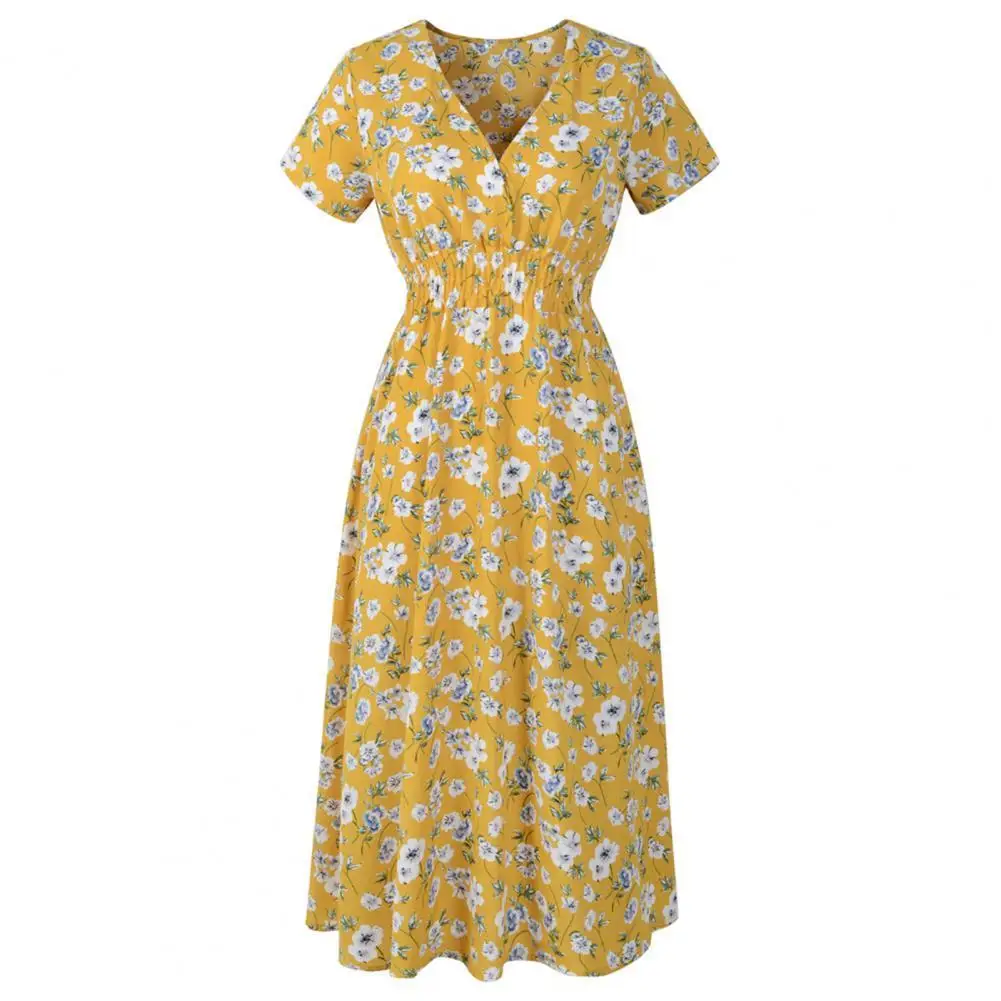 Women Dress Floral Print V Neck Spring Summer Short Sleeve Waist Tight Dress for Dating Fashion Short Sleeve Elegant Slim Casual
Women Dress Floral Print V Neck Spring Summer Short Sleeve Waist Tight Dress for Dating Fashion Short Sleeve Elegant Slim Casual