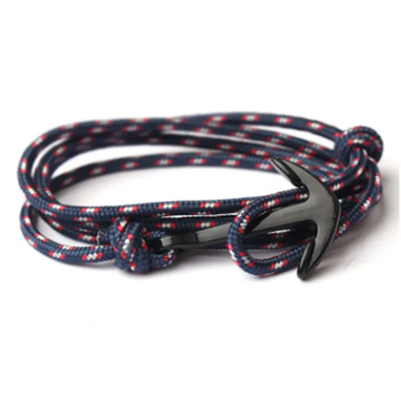 High quality fashion black anchor bracelet men's charm survival rope chain leather friendship bracelet men and women jewelry
High quality fashion black anchor bracelet men's charm survival rope chain leather friendship bracelet men and women jewelry