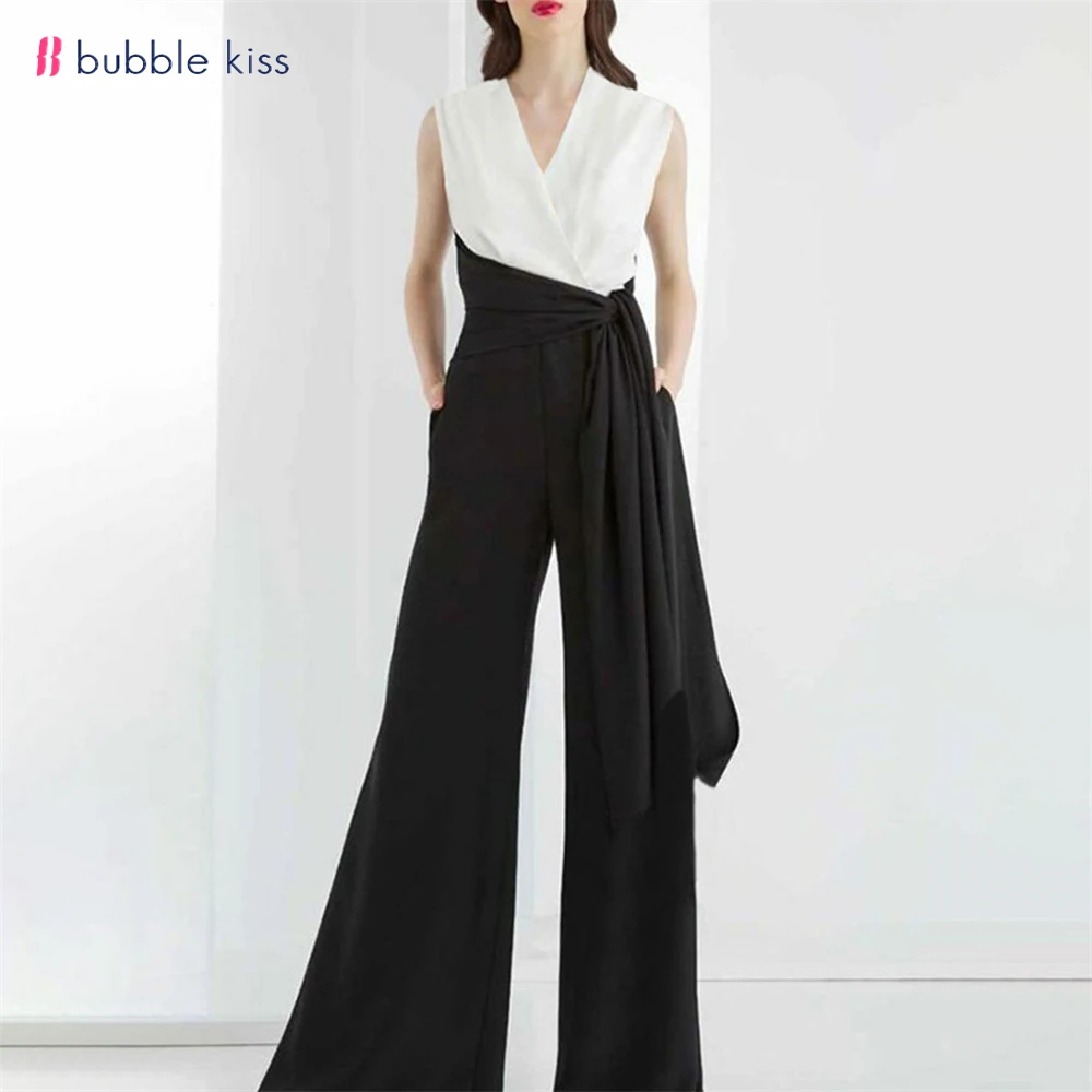 Summer Fashion Color Matching Jumpsuit Overalls for Women Office Lady Jumpsuit Casual Elegant Long Jumpsuits Women
Summer Fashion Color Matching Jumpsuit Overalls for Women Office Lady Jumpsuit Casual Elegant Long Jumpsuits Women