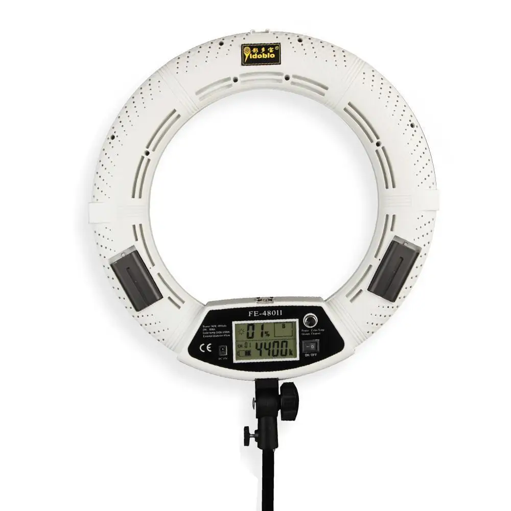 Yidoblo White FE-480II Make-up Ring Light LED Video Light Ring Lamp LCD Screen Display Warm & Cold Color Lighting 96W 5500K
Yidoblo White FE-480II Make-up Ring Light LED Video Light Ring Lamp LCD Screen Display Warm & Cold Color Lighting 96W 5500K