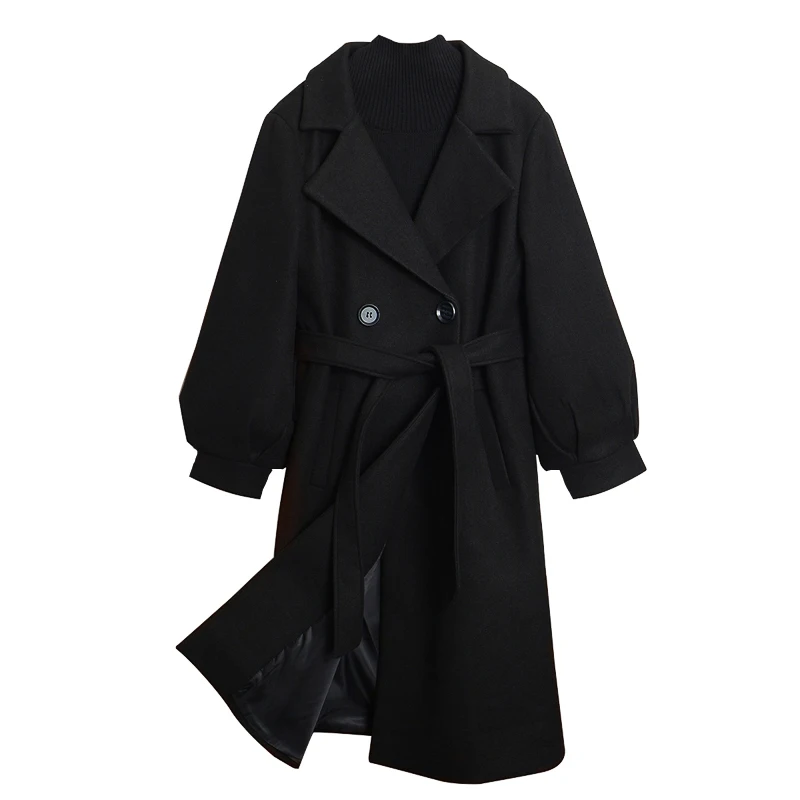 2020 Top Fashion New Arrival X-long Turn-down Collar Solid Sashes Black Cloth Coat Female Thickening Long Winter Loose Woolen
2020 Top Fashion New Arrival X-long Turn-down Collar Solid Sashes Black Cloth Coat Female Thickening Long Winter Loose Woolen