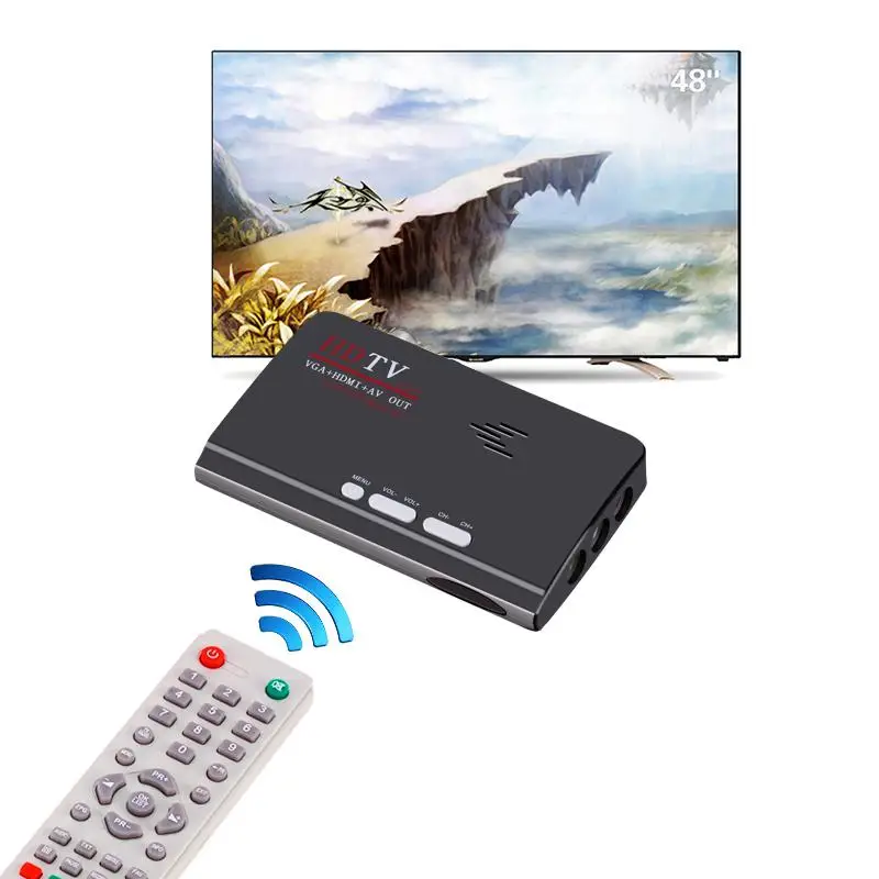 

1080P HDMI DVB-T DVB-T2 TV тюнер приемник DVB T/T2 TV Box VGA AV CVBS цифровой HD спутниковый ресивер с дистанционным управлением