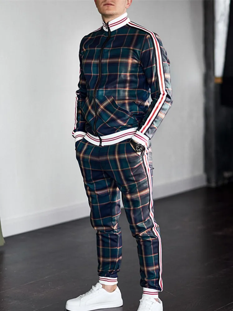 Men's 3D Print Grid Two-Piece Patchwork Zipper Hooded Coat+Fashion Small Leg Trouser Suits High Quality Slim Classic Sportswear
Men's 3D Print Grid Two-Piece Patchwork Zipper Hooded Coat+Fashion Small Leg Trouser Suits High Quality Slim Classic Sportswear