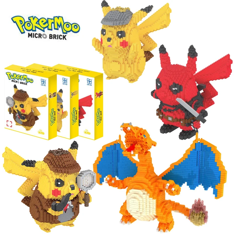 

Pokemon Building Blocks Compatible Cartoon Poke Anime Ball Pikachued Diamond Mini Building Blocks Pokemon Bricks Toy Game gifts