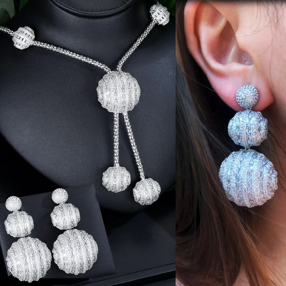 missvikki High Quality Big Ball Pendant Necklace Earrings Jewelry Set For Women Wedding Party Full Zircon Bridal jewelry Set
missvikki High Quality Big Ball Pendant Necklace Earrings Jewelry Set For Women Wedding Party Full Zircon Bridal jewelry Set