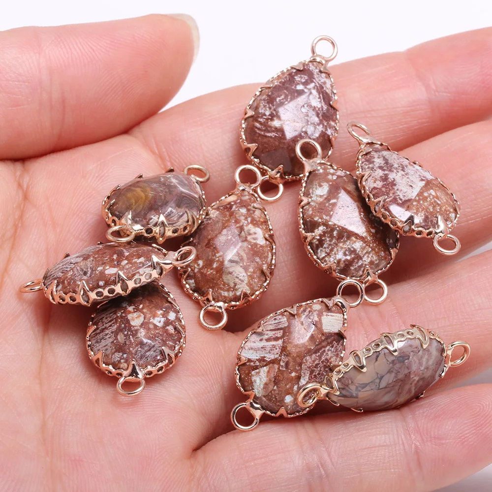 Natural Stone Water Drop Shape lace agates Pendant Double hole connector for jewelry making DIY necklace bracelet accessories
Natural Stone Water Drop Shape lace agates Pendant Double hole connector for jewelry making DIY necklace bracelet accessories