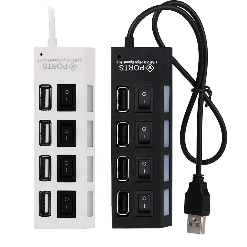 Usb-хаб Новый 4 Порты и разъёмы USB 2 0 HUB On/выключатели постоянного тока Мощность