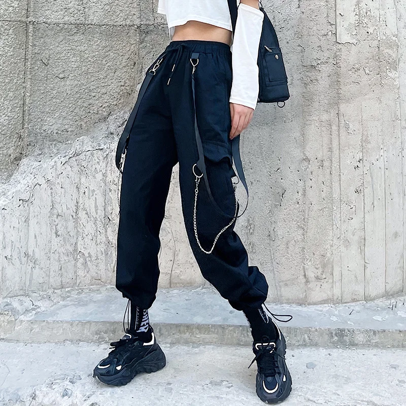 Women's Elastics High Waist Cargo Pants 2021 Spring Loose Chain Streetwear Harajuku Baggy Tactical Straps Trouser Joggers Pant
Women's Elastics High Waist Cargo Pants 2021 Spring Loose Chain Streetwear Harajuku Baggy Tactical Straps Trouser Joggers Pant