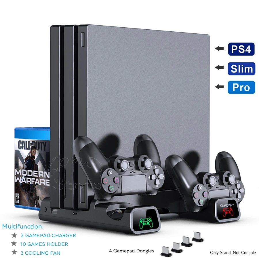 PS4/ PS4 Pro/ PS4 Slim Console Vertical Cooling Stand Controller Charging Base 2 Cooler 10 Games Storage for Sony Playstation 4
PS4/ PS4 Pro/ PS4 Slim Console Vertical Cooling Stand Controller Charging Base 2 Cooler 10 Games Storage for Sony Playstation 4
