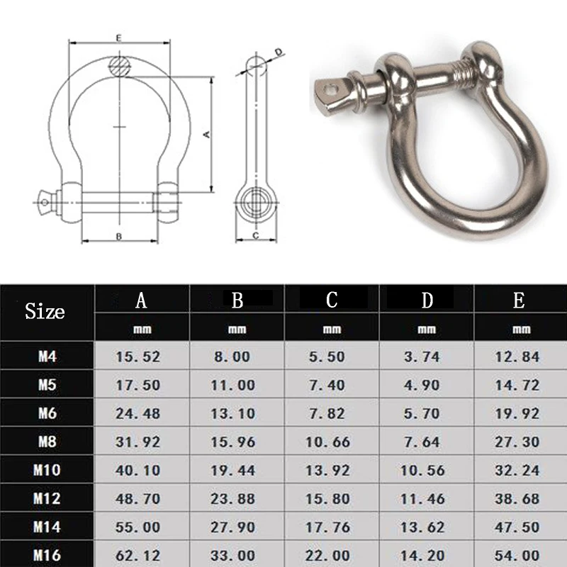 Stainless Steel Bow Shackle Screw D-Ring Anchor Chains Trailer/Bracelet Buckle One-way Screw Bolt Design Is More Robust Compared
Stainless Steel Bow Shackle Screw D-Ring Anchor Chains Trailer/Bracelet Buckle One-way Screw Bolt Design Is More Robust Compared