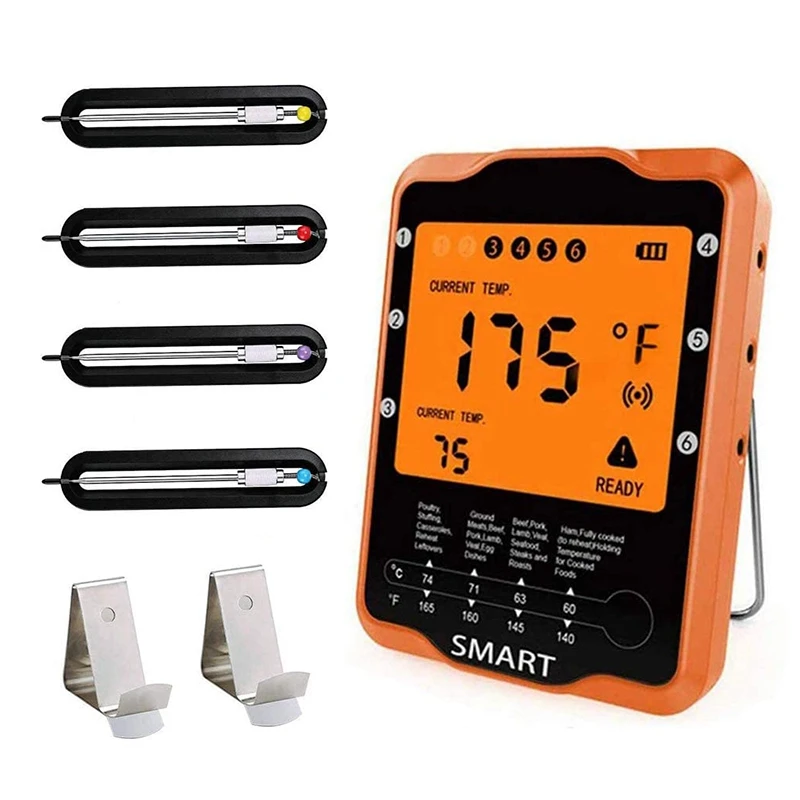 Meat Thermometer for Barbecue,Wireless with 4 Probes,for Smoked Kitchen
Meat Thermometer for Barbecue,Wireless with 4 Probes,for Smoked Kitchen