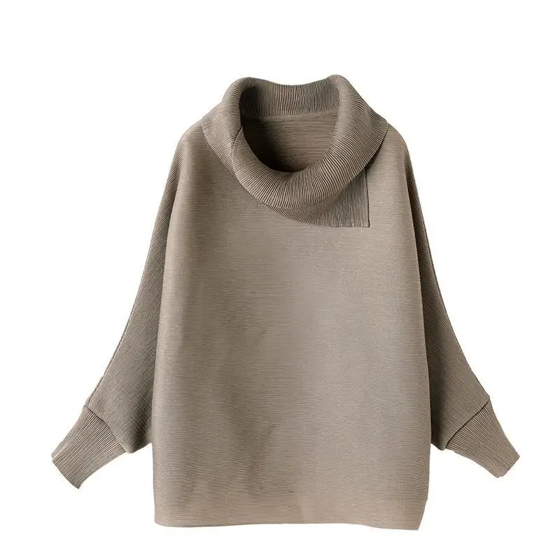Folds Stand Collar Top Women Bat sleeve 2021 Spring New Fashion T-shirt Loose Solid Tops Oversize High Quality
Folds Stand Collar Top Women Bat sleeve 2021 Spring New Fashion T-shirt Loose Solid Tops Oversize High Quality