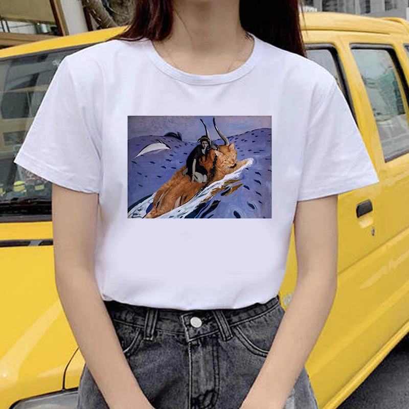 Women's T-shirt Kawaii cat oil painting print T-shirt basic O-neck short-sleeved ladies T-shirt Kawaii Tees Fashion Clothing
Women's T-shirt Kawaii cat oil painting print T-shirt basic O-neck short-sleeved ladies T-shirt Kawaii Tees Fashion Clothing